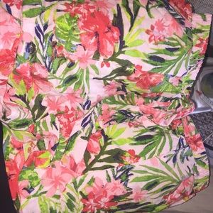 Floral front tie shorts